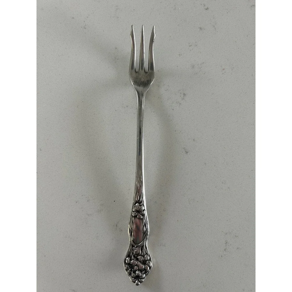 Vintage Floral Etched Silver Plated‎ Soup Ladle Cocktail Fork Butter Knife Set